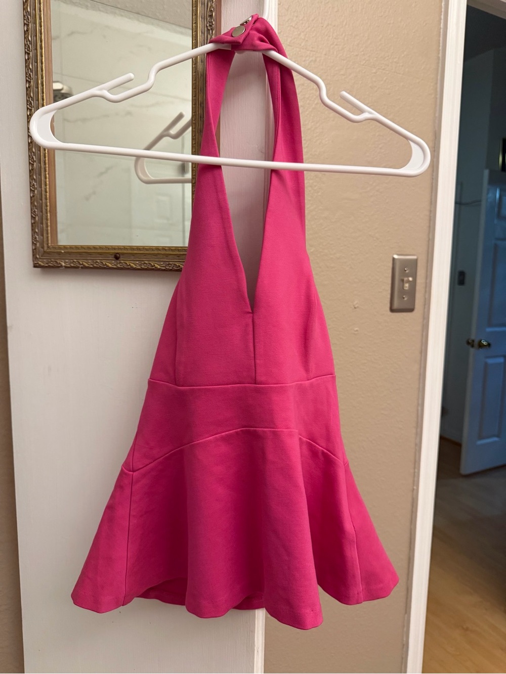 Revolve Susana Monaco peplum top in Bright Pink